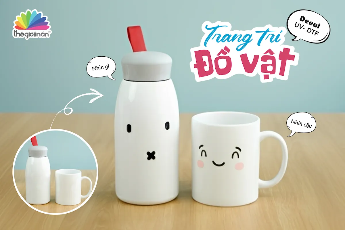 In decal UV-DTF: Nhãn dán nổi 3D giúp trang trí đồ vật cực xinh